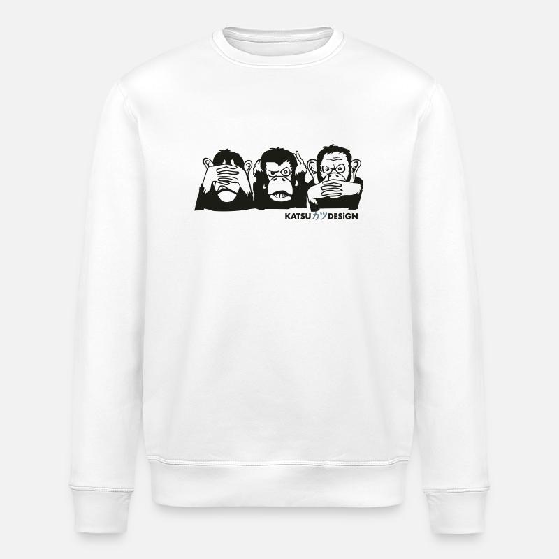 Drei weise Affen - Stanley/Stella Unisex Bio-Sweatshirt ROLLER - Weiß