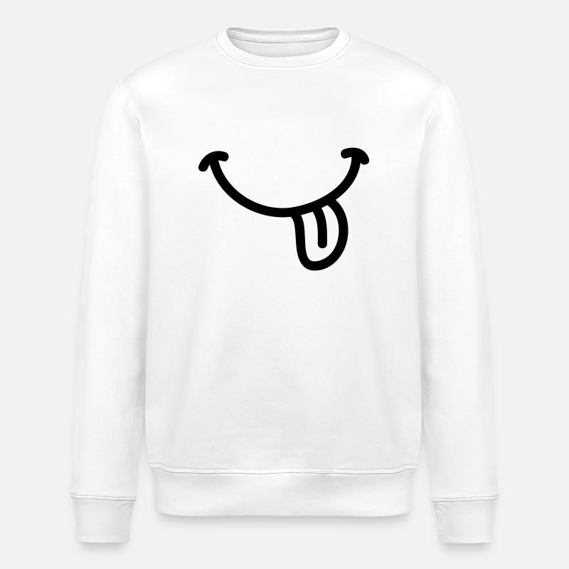 Smiley sourire langue - Line - Sweat bio ROLLER Stanley/Stella Unisexe - blanc