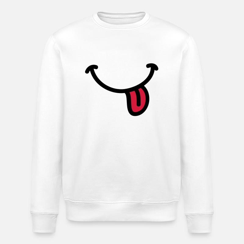 Smiley Grinsen Zunge - Stanley/Stella Unisex Bio-Sweatshirt ROLLER - Weiß