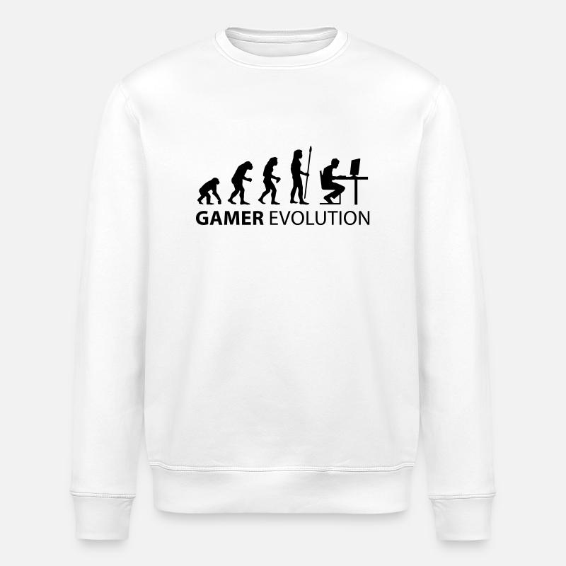 evolution_born_gamer - Stanley/Stella ROLLER Unisex Organic Sweatshirt - white