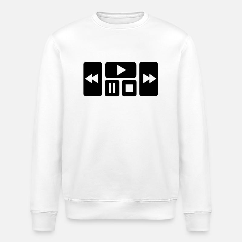 Play Button - Stanley/Stella ROLLER Unisex Organic Sweatshirt - white