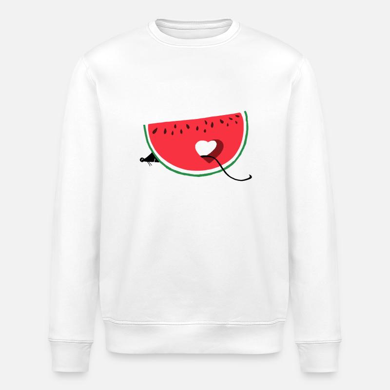Maus isst eine Wassermelone - Stanley/Stella Unisex Bio-Sweatshirt ROLLER - Weiß