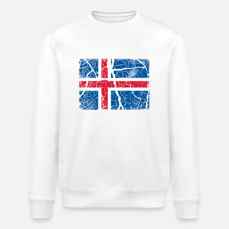Flagge Island - Stanley/Stella Unisex Bio-Sweatshirt ROLLER - Weiß