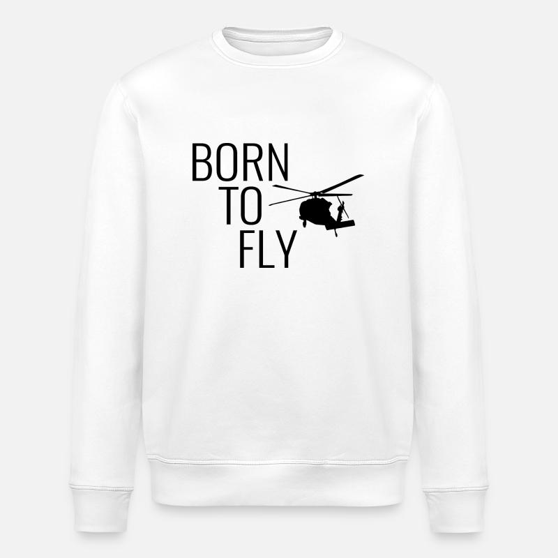 Helicopter Pilot Cool Saying - Stanley/Stella ROLLER Unisex Organic Sweatshirt - white