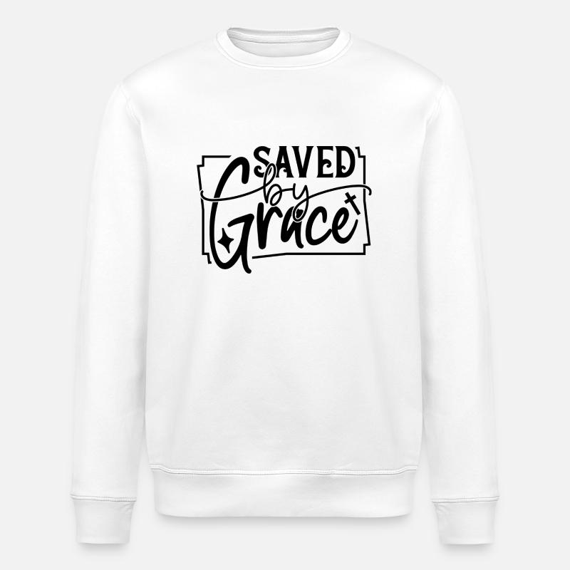 Saved by Grace - Stanley/Stella ROLLER Unisex Organic Sweatshirt - white