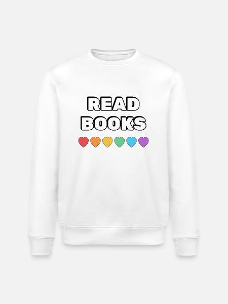 Read Books Rainbow Hearts - Stanley/Stella ROLLER Unisex Organic Sweatshirt - white