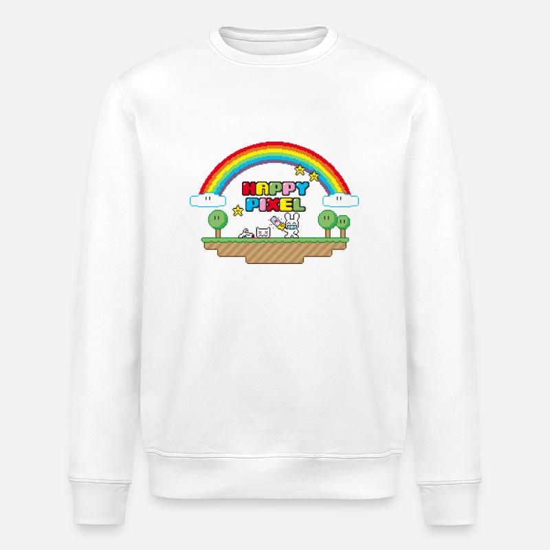 Happy pixels (R-rated) - Stanley/Stella ROLLER Unisex Organic Sweatshirt - white