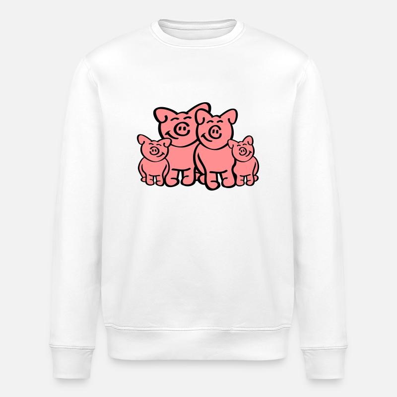 Pig Family - Stanley/Stella Unisex Bio-Sweatshirt ROLLER - Weiß