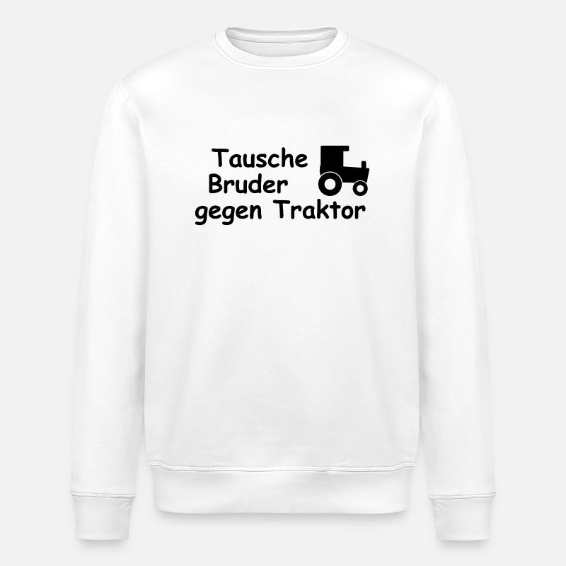 tausche bruder gegen traktor - Stanley/Stella Unisex Bio-Sweatshirt ROLLER - Weiß