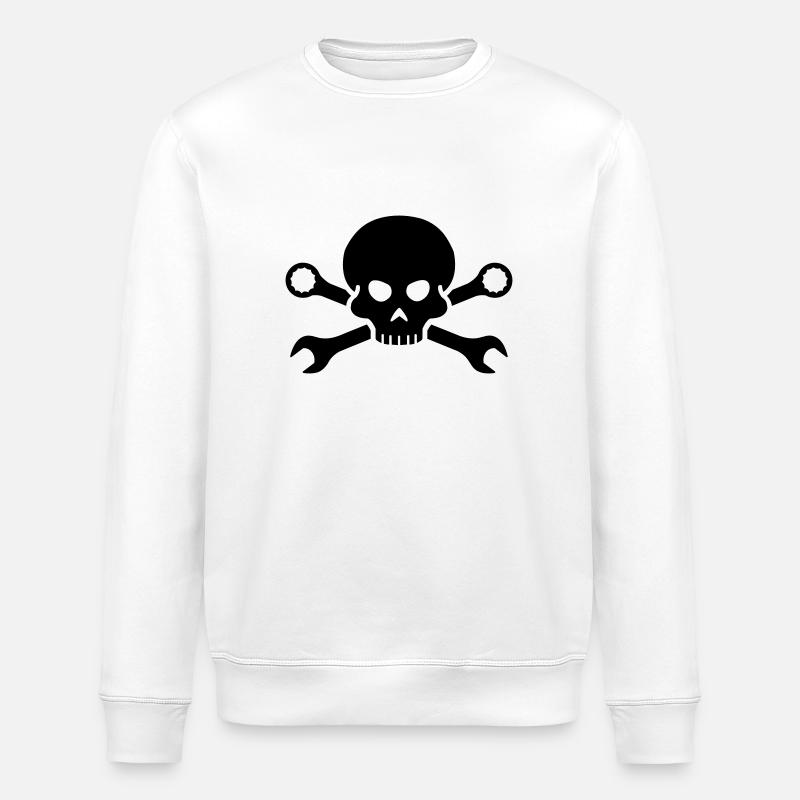 Skull'n'Tools Pirate Skull - Sweat bio ROLLER Stanley/Stella Unisexe - blanc