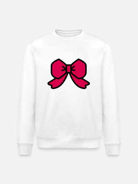 red ribbon bow - Stanley/Stella ROLLER Unisex Organic Sweatshirt - white