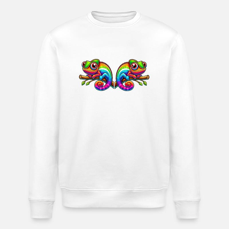 Chamäleon Comic 2 - Stanley/Stella Unisex Bio-Sweatshirt ROLLER - Weiß