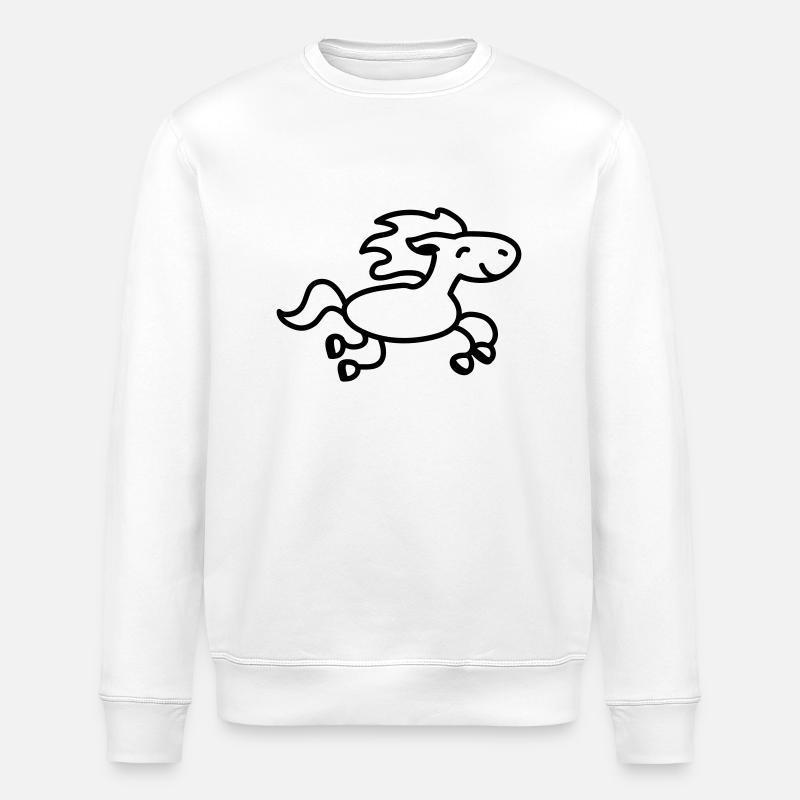 Cheval saute - ligne - Sweat bio ROLLER Stanley/Stella Unisexe - blanc