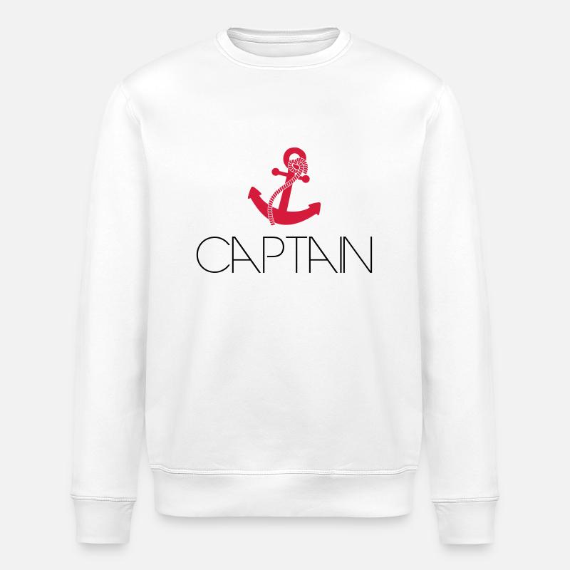 Captain Cool Anchor Logo - Stanley/Stella ROLLER Unisex Organic Sweatshirt - white