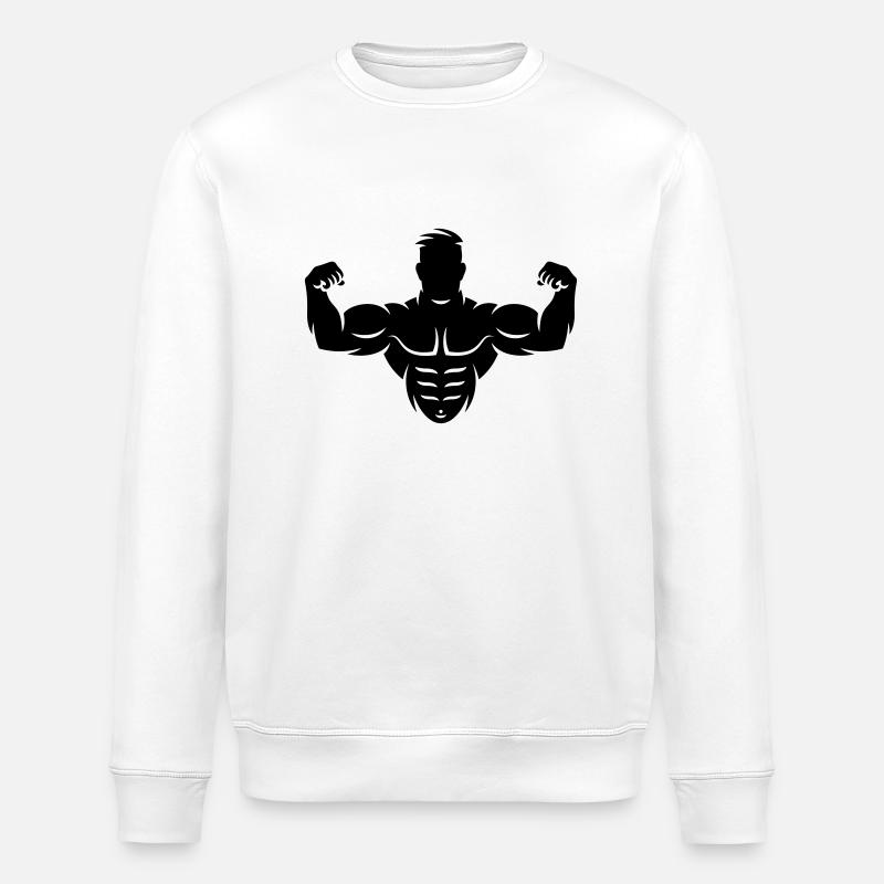 Bodybuilder (Culturisme / Biceps / Biscoteau) - Sweat bio ROLLER Stanley/Stella Unisexe - blanc