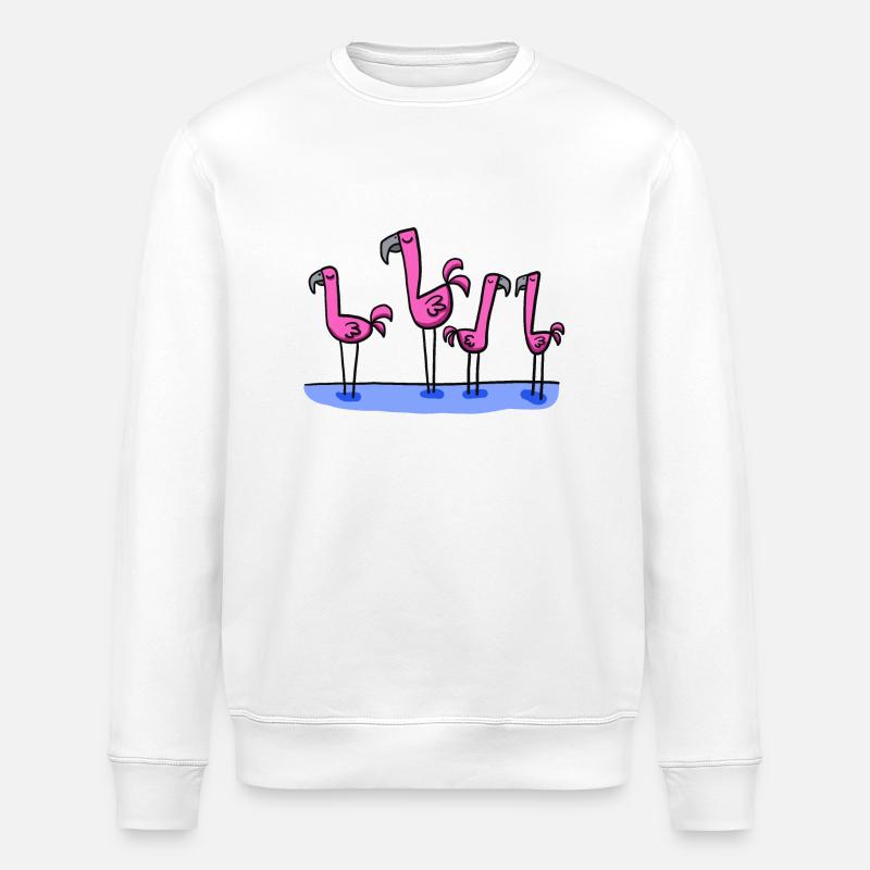 vier Flamingos - Stanley/Stella Unisex Bio-Sweatshirt ROLLER - Weiß