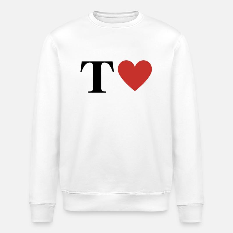 Lettre t cœur rouge - Sweat bio ROLLER Stanley/Stella Unisexe - blanc