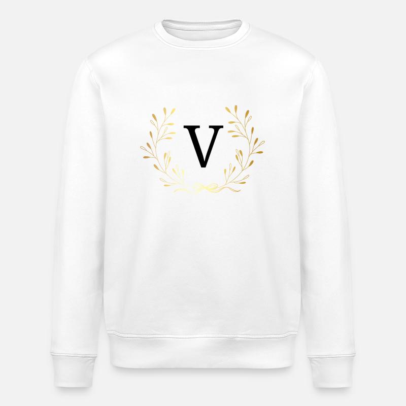 Buchstabe V Goldene Blumenkrone - Stanley/Stella Unisex Bio-Sweatshirt ROLLER - Weiß
