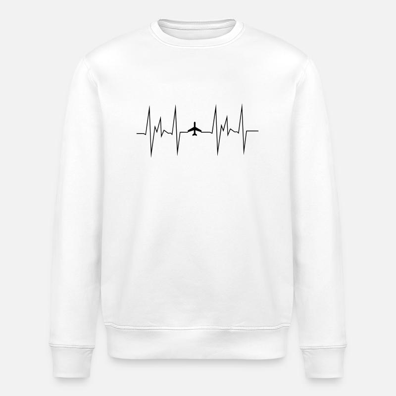 herzschlag flugzeug - Stanley/Stella Unisex Bio-Sweatshirt ROLLER - Weiß