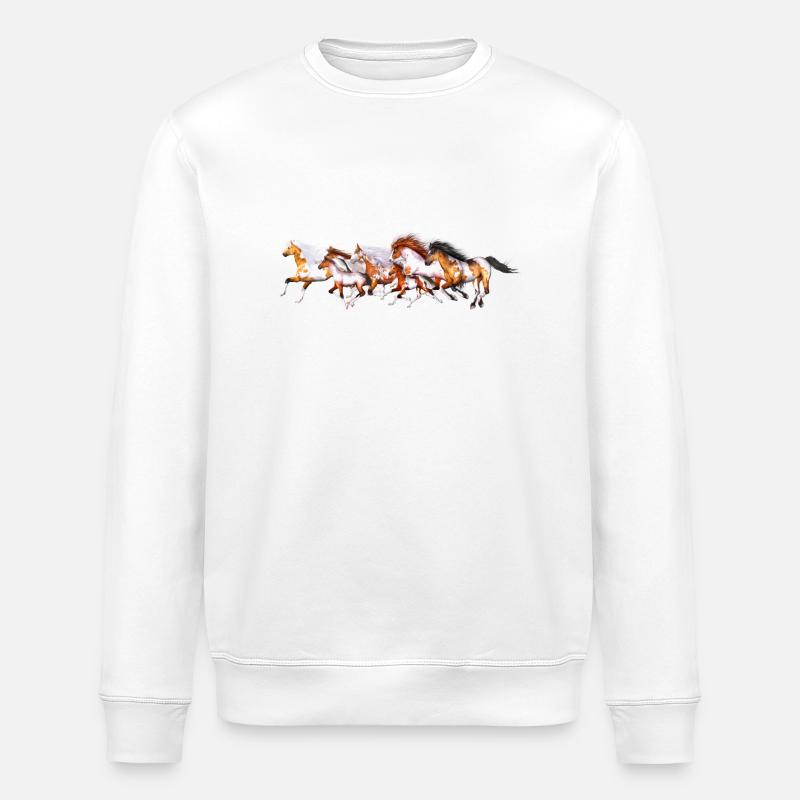 Troupeau de chevaux sauvages - Sweat bio ROLLER Stanley/Stella Unisexe - blanc