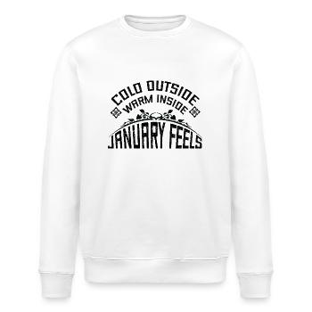 cold outside warm inside january feels - Sweat bio ROLLER Stanley/Stella Unisexe - blanc - Devant - Nik (191cm)