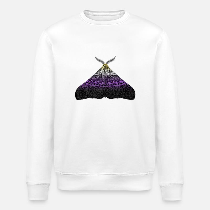 Non binary pride moth - Stanley/Stella ROLLER Unisex Organic Sweatshirt - white