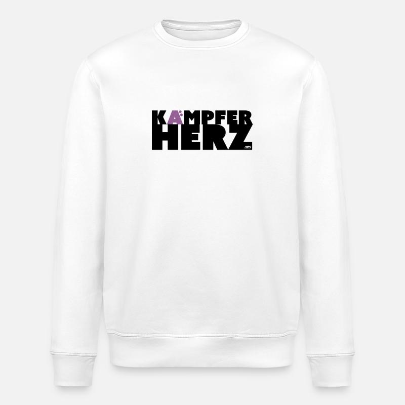 KH - Fighter's Heart Saying - Stanley/Stella ROLLER Unisex Organic Sweatshirt - white