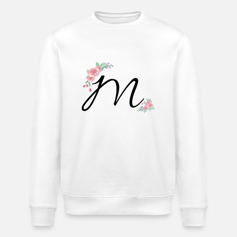 Lettre m fleurs - Sweat bio ROLLER Stanley/Stella Unisexe - blanc