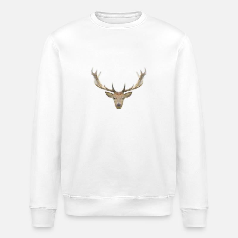 LowPoly "cerf" - Sweat bio ROLLER Stanley/Stella Unisexe - blanc