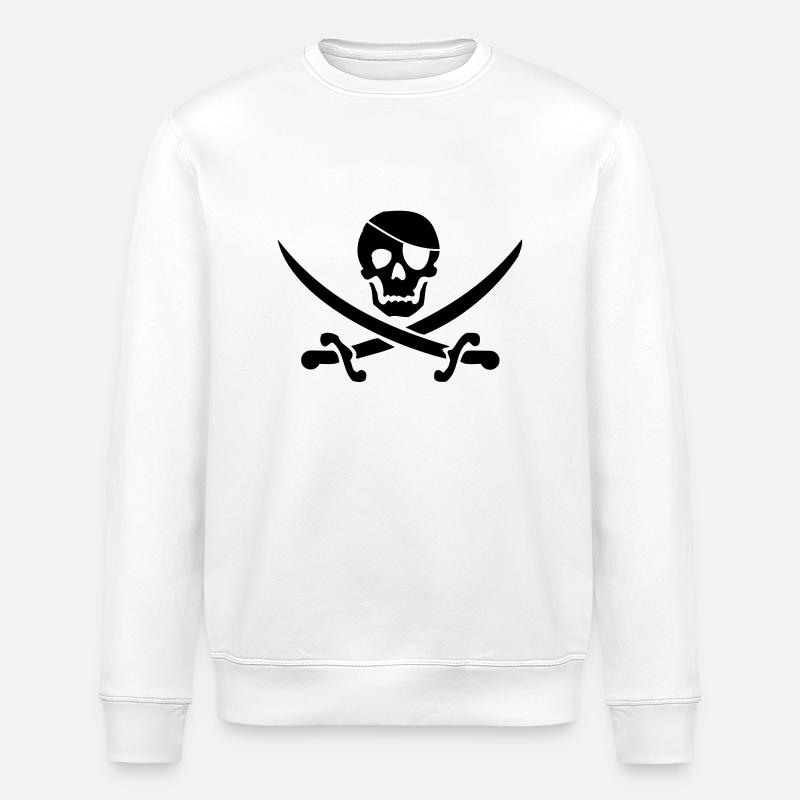 Pirate pavillon noir - Sweat bio ROLLER Stanley/Stella Unisexe - blanc