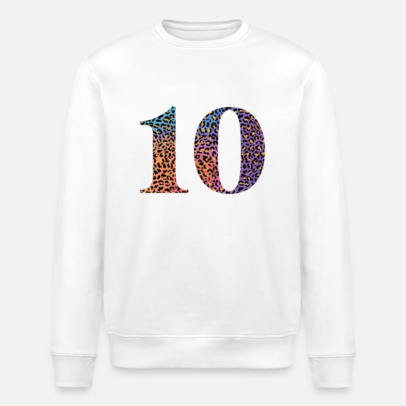 10th Anniversary Leopard - Stanley/Stella ROLLER Unisex Organic Sweatshirt - white