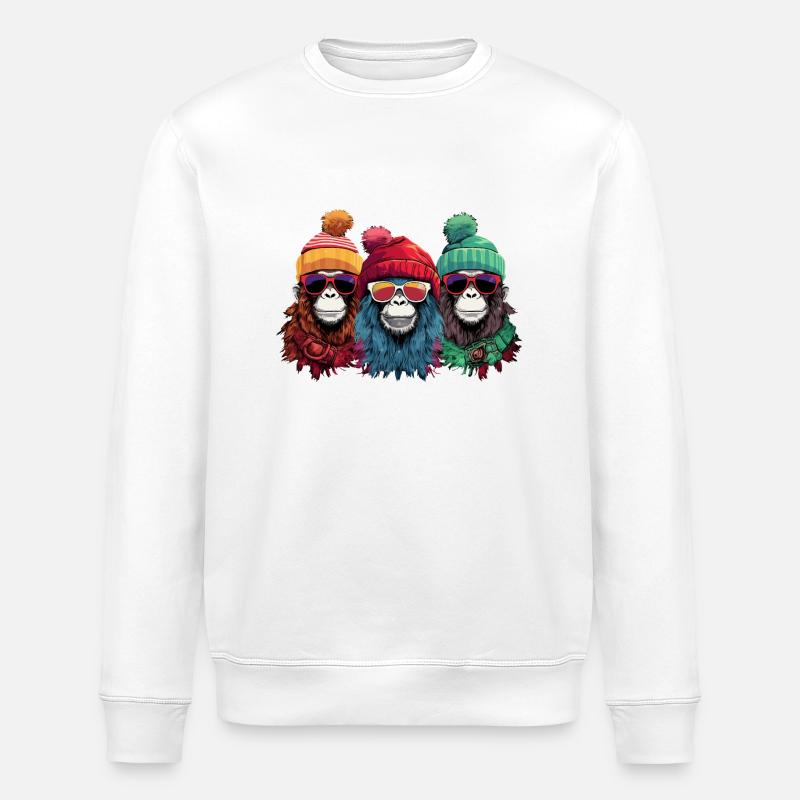 Singes de Noël moches - Sweat bio ROLLER Stanley/Stella Unisexe - blanc