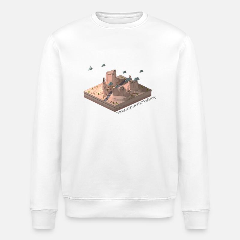 Monument Valley géométrique low poly - Sweat bio ROLLER Stanley/Stella Unisexe - blanc