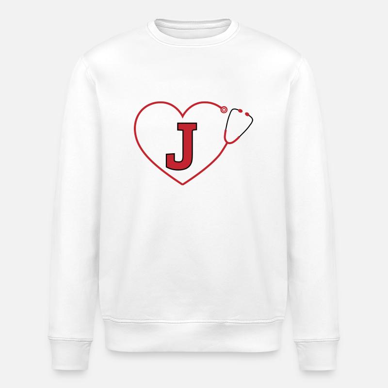 Lettre j stéthoscope - Sweat bio ROLLER Stanley/Stella Unisexe - blanc