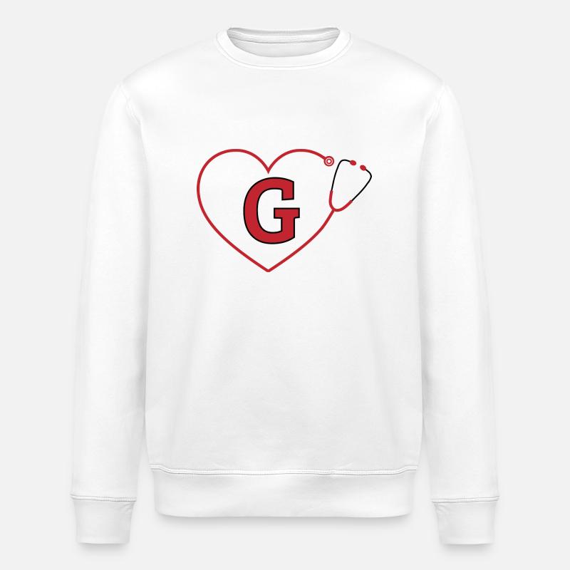 Letter g stethoscope - Stanley/Stella ROLLER Unisex Organic Sweatshirt - white