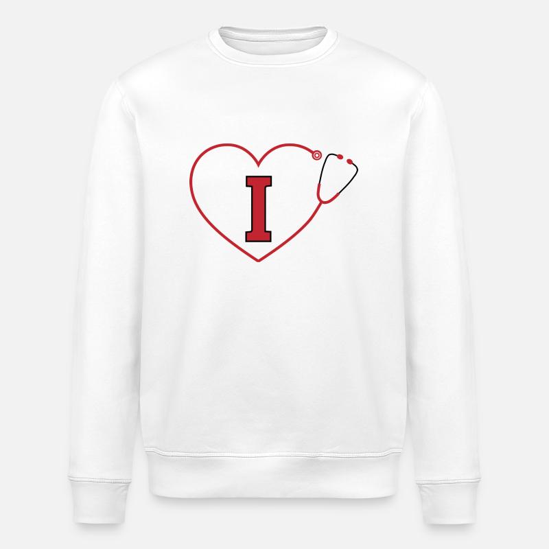 Buchstabe i Stethoskop - Stanley/Stella Unisex Bio-Sweatshirt ROLLER - Weiß