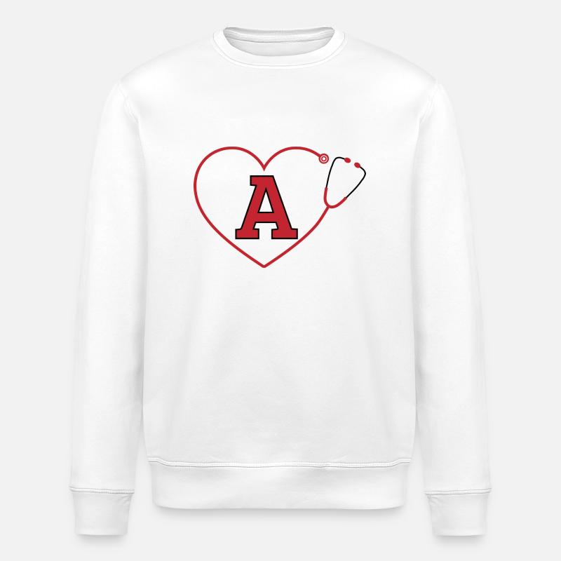 Stethoscope Letter - Stanley/Stella ROLLER Unisex Organic Sweatshirt - white