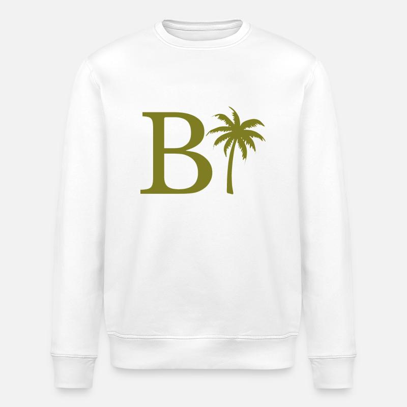 Lettre b vert Palm - Sweat bio ROLLER Stanley/Stella Unisexe - blanc