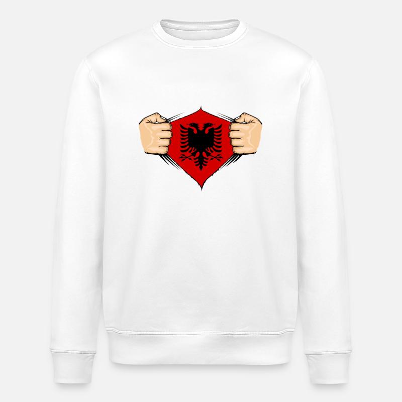 Conception du drapeau de l’Albanie - Sweat bio ROLLER Stanley/Stella Unisexe - blanc
