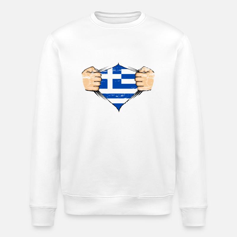 Drapeau de la Grèce utilisé - Sweat bio ROLLER Stanley/Stella Unisexe - blanc
