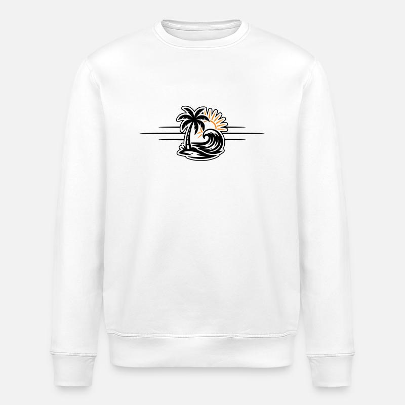 Island Summer Palm Tree - Stanley/Stella ROLLER Unisex Organic Sweatshirt - white