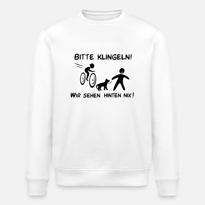 Bitte klingeln! Radfahrer-Hund - Stanley/Stella Unisex Bio-Sweatshirt ROLLER - Weiß