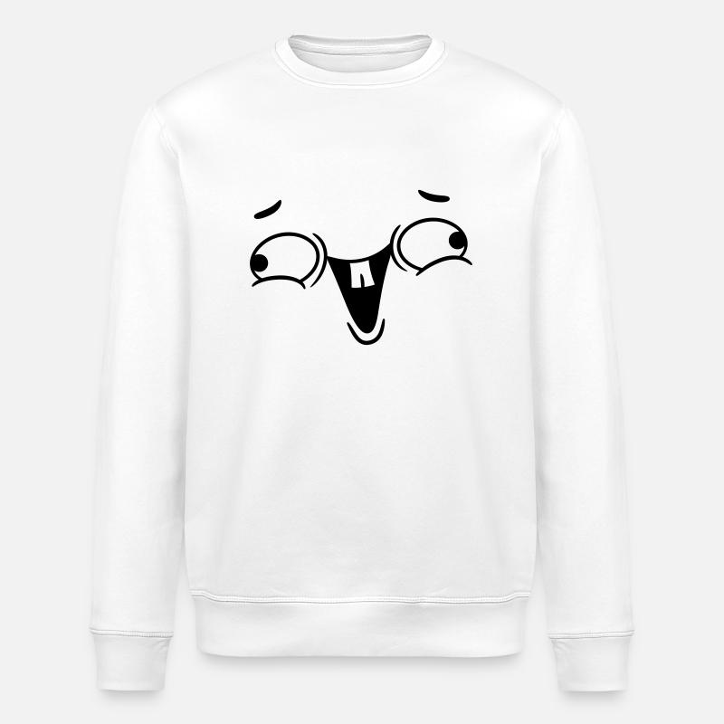 Crazy laughing face - Stanley/Stella ROLLER Unisex Organic Sweatshirt - white