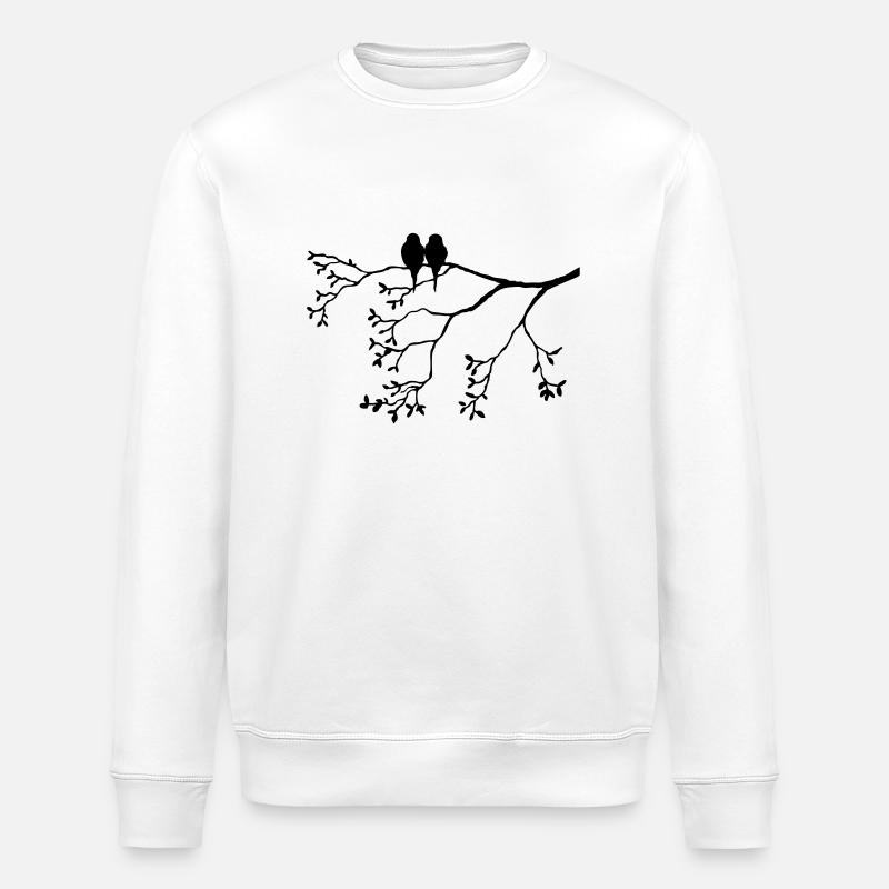 Vogelpaar auf dünnem Ast - Stanley/Stella Unisex Bio-Sweatshirt ROLLER - Weiß