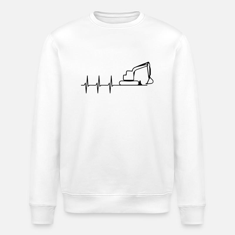 herzschlag bagger - Stanley/Stella Unisex Bio-Sweatshirt ROLLER - Weiß