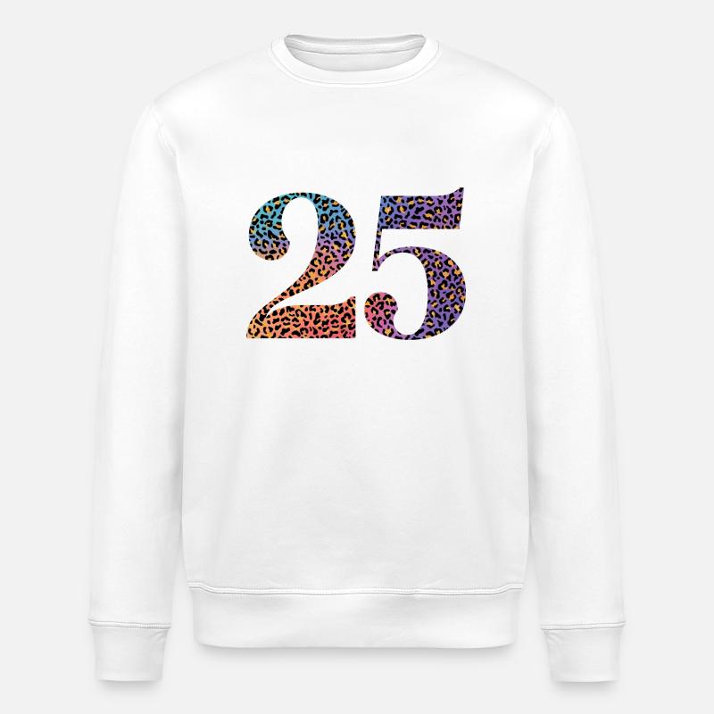 25th Birthday Leopard - Stanley/Stella ROLLER Unisex Organic Sweatshirt - white