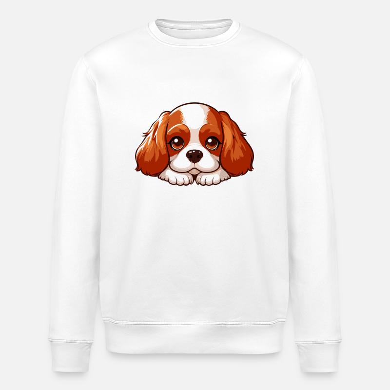 Cavalier King Charles couché - Sweat bio ROLLER Stanley/Stella Unisexe - blanc