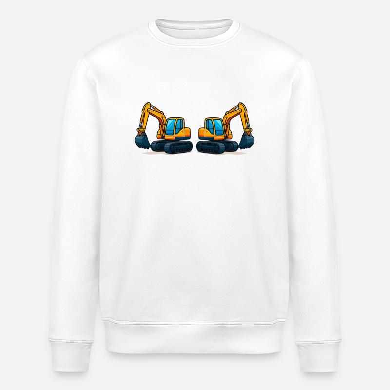 Excavator Comic 2 - Stanley/Stella ROLLER Unisex Organic Sweatshirt - white