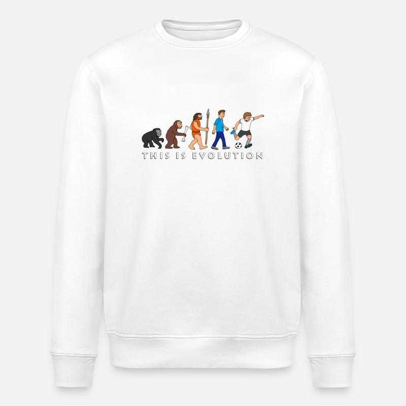 evolution_fussball_comic_a - Stanley/Stella Unisex Bio-Sweatshirt ROLLER - Weiß