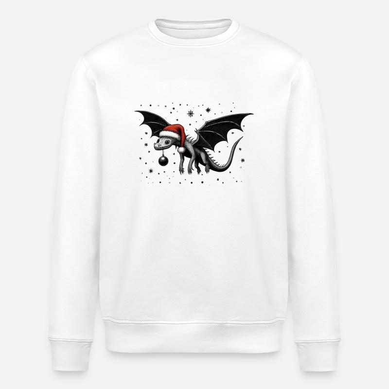 Weihnachtsdrache mit Kugel - Stanley/Stella Unisex Bio-Sweatshirt ROLLER - Weiß